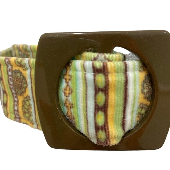 Fashion Doll striped corduroy adjustable belt chartreuse/brown/turquoise medium - Picture 5 of 8